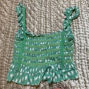 green ruffle tank